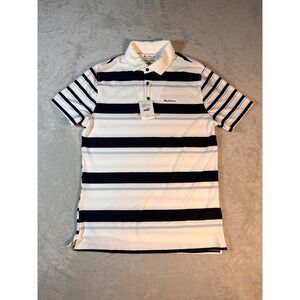 Ben Sherman Striped White Blue 3 Button Tech Jersey Golf Sport‎ Men's M
